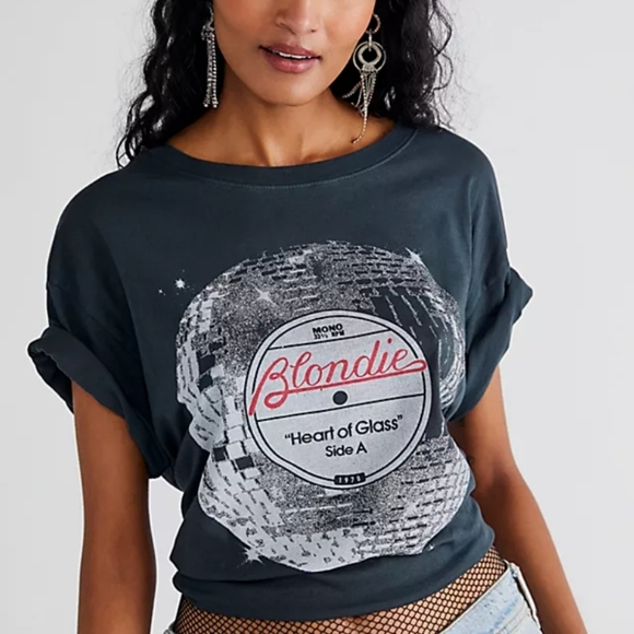 Blondie graphic band t-shirt glitter disco ball & record album - Picture 12 of 12